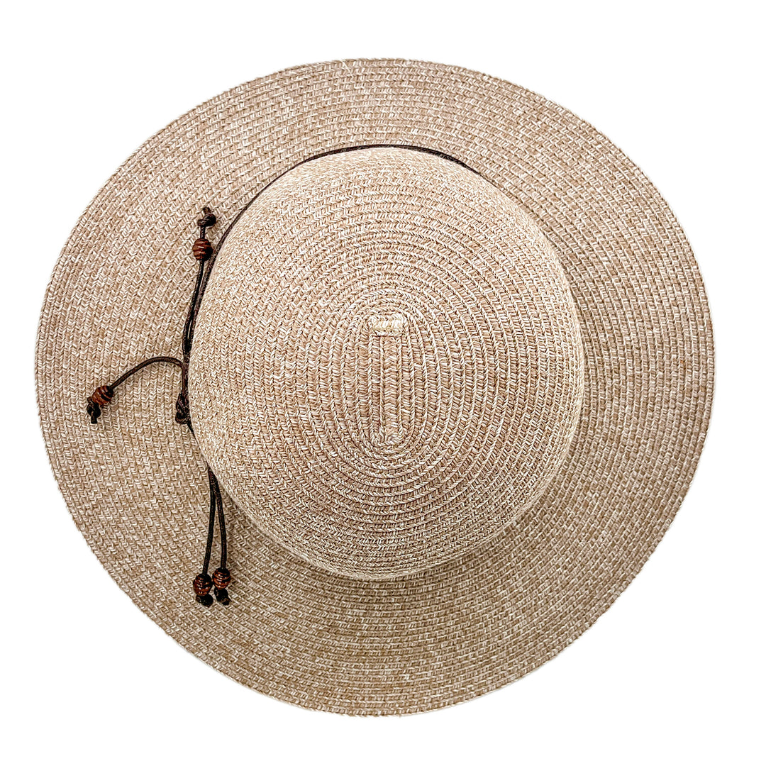 Maribel Cloche Hat in Sandstone colour, top view displaying crown structure and texture
