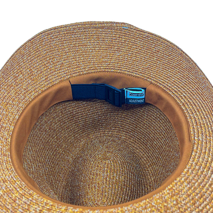 Jace Cowboy Hat in Cinnamon colour, underside of brim showing interior finish, stitching detail, and built-in size adjuster