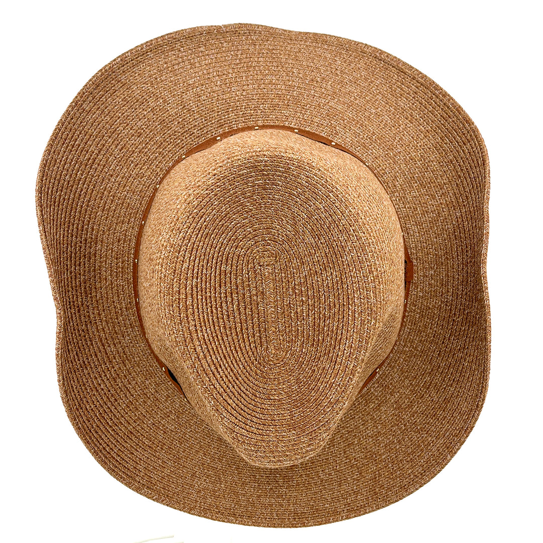 Jace Cowboy Hat in Cinnamon colour, top view displaying crown structure and texture