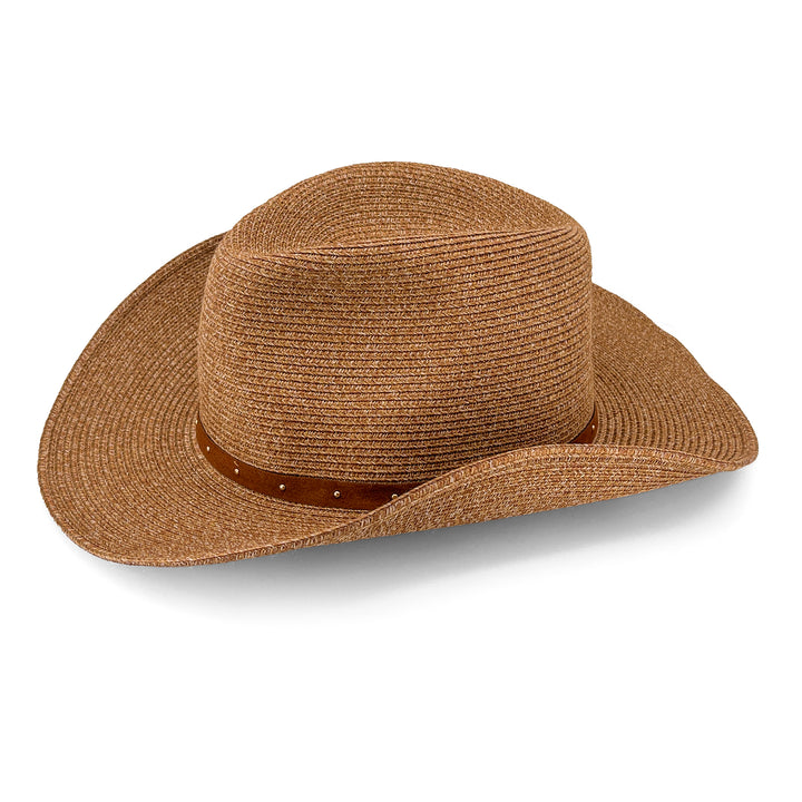 Jace Cowboy Hat in Cinnamon colour, side profile showing wide brim and silhouette