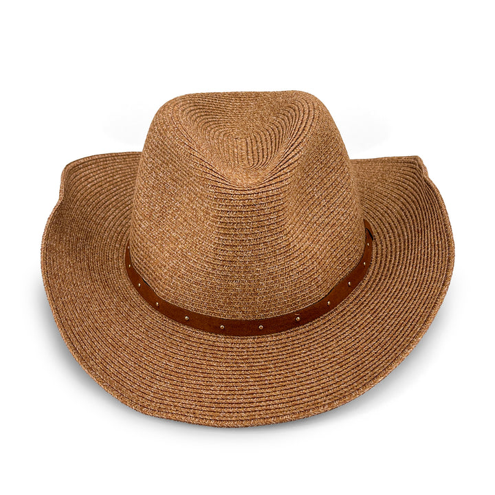 Jace Cowboy Hat in Cinnamon colour, front view highlighting crown shape and brim