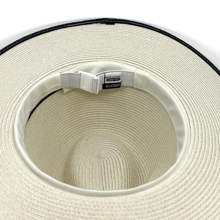 Liza Wide Brim Fedora Hat - Ivory/Black