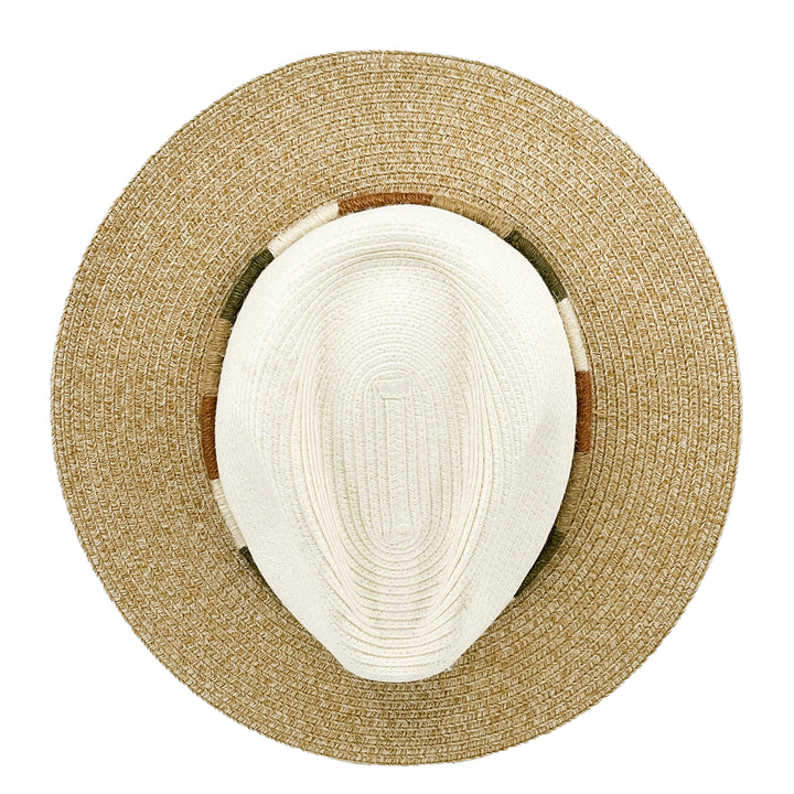Sasha Fedora Hat in Ivory/Natural colour, top view displaying crown structure and texture
