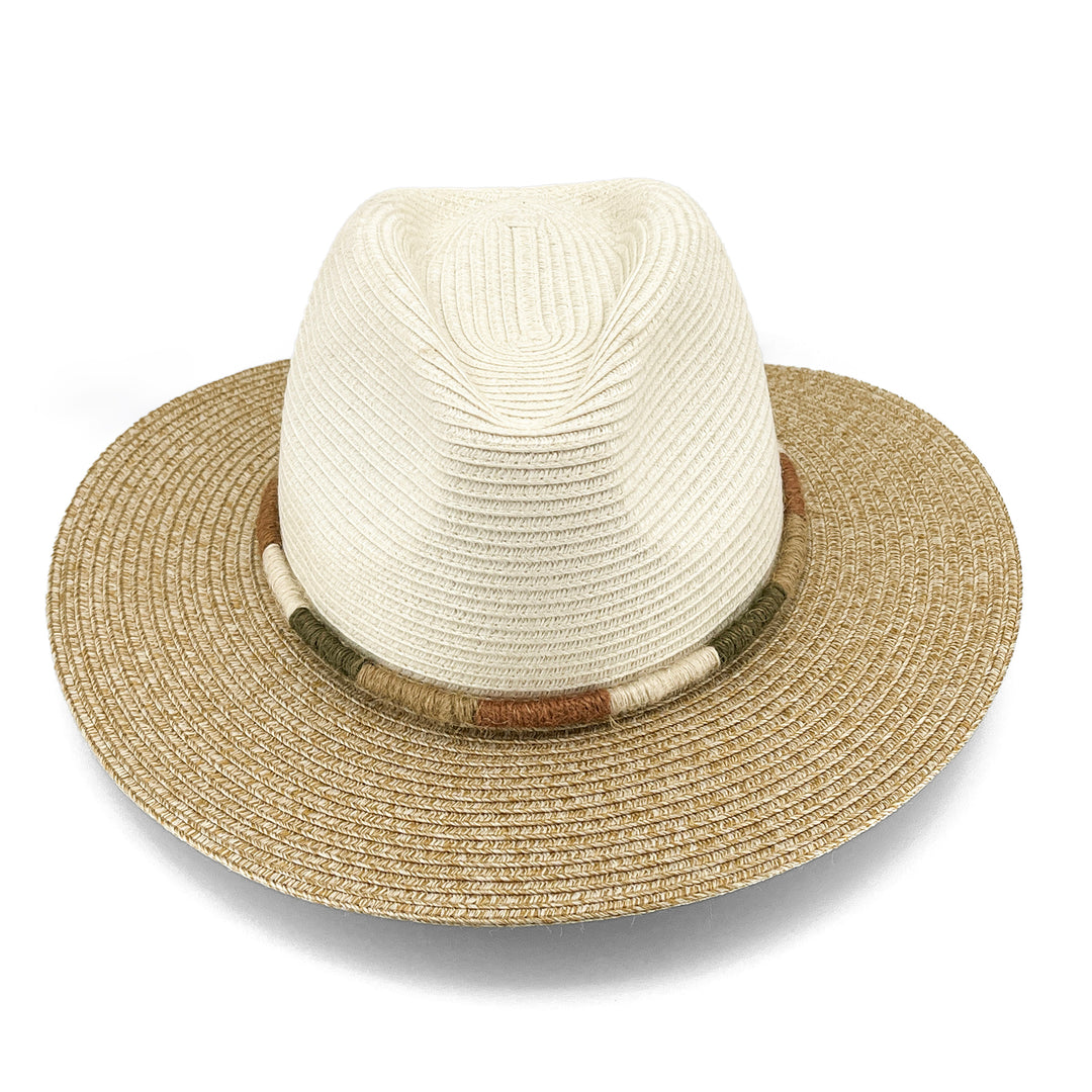 Sasha Fedora Hat in Ivory/Natural colour, front view highlighting crown shape and brim