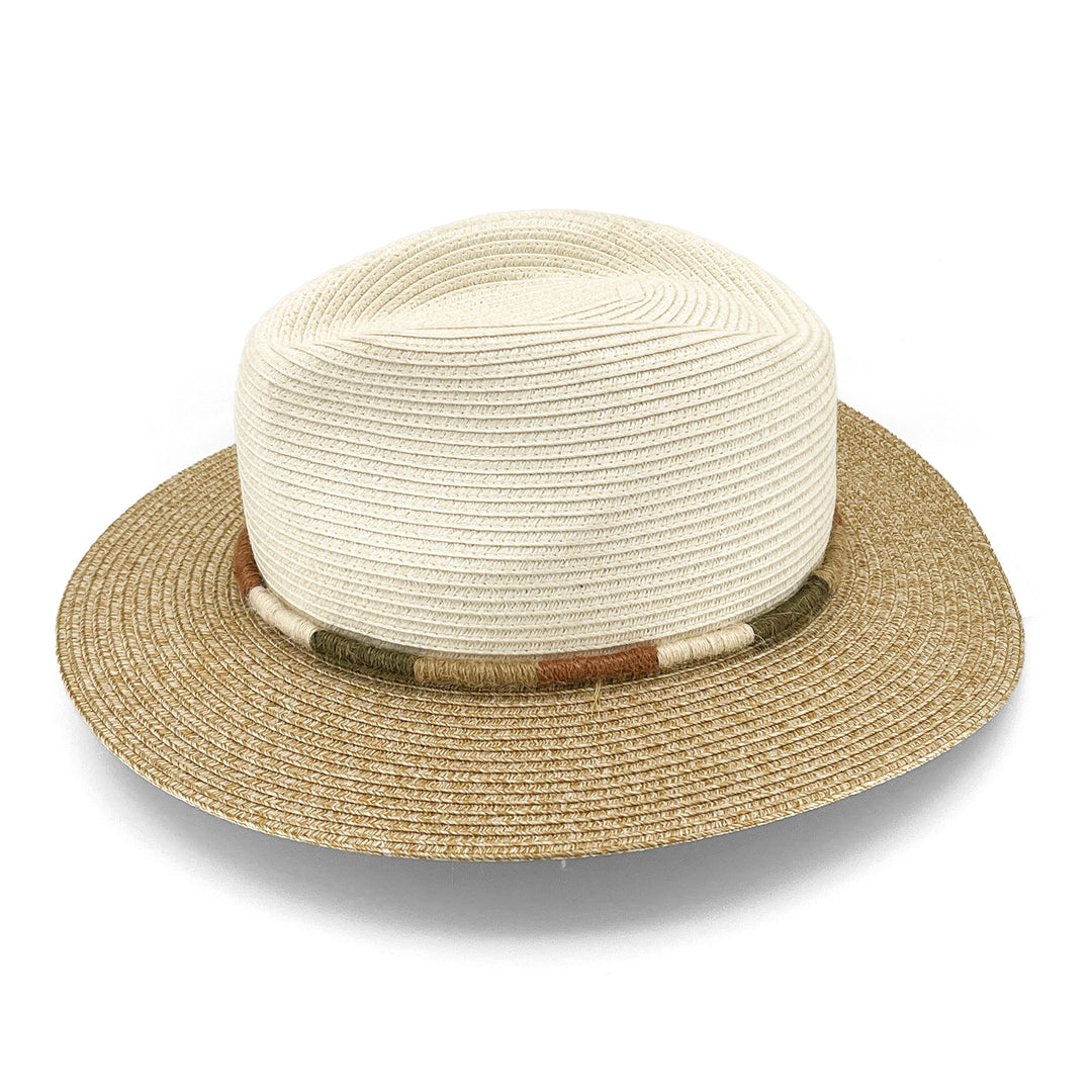 Sasha Fedora Hat in Ivory/Natural colour, side profile showing wide brim and silhouette