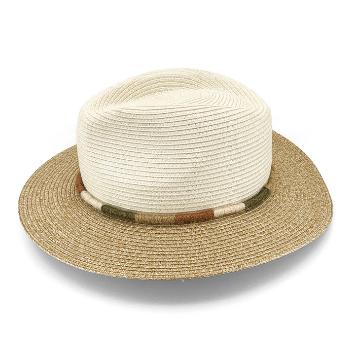 Sasha Fedora Hat in Ivory/Natural colour, side profile showing wide brim and silhouette