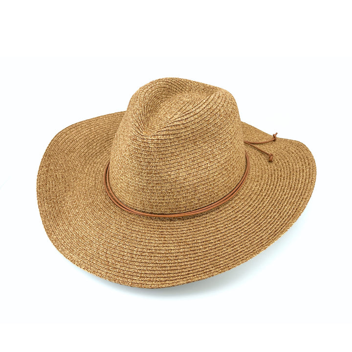 Kasey Cowboy Hat in Camel colour, angled product view showing structured crown and wide brim