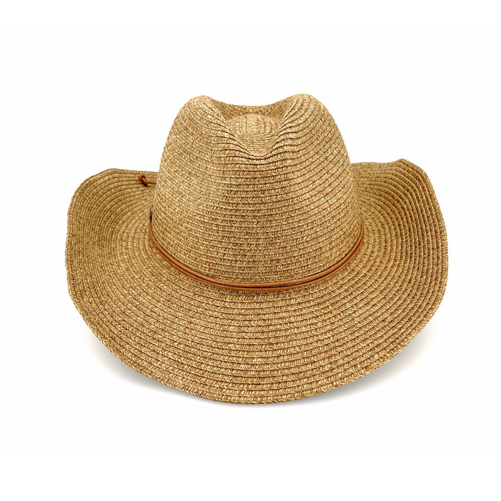 Kasey Cowboy Hat in Camel colour, front view highlighting crown shape and brim