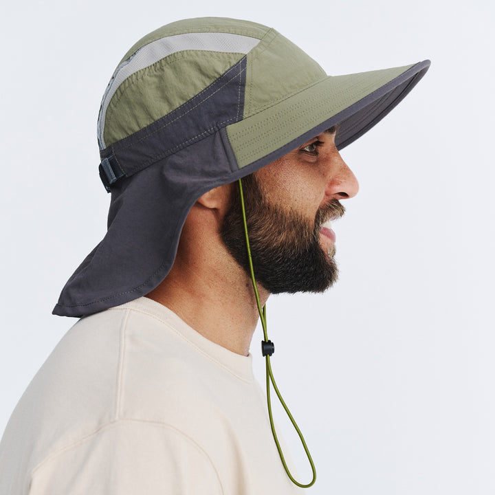 Cancer Council | Dorian Bucket Hat - Lifestyle Side | Green/Charcoal | UPF50+ Protection
