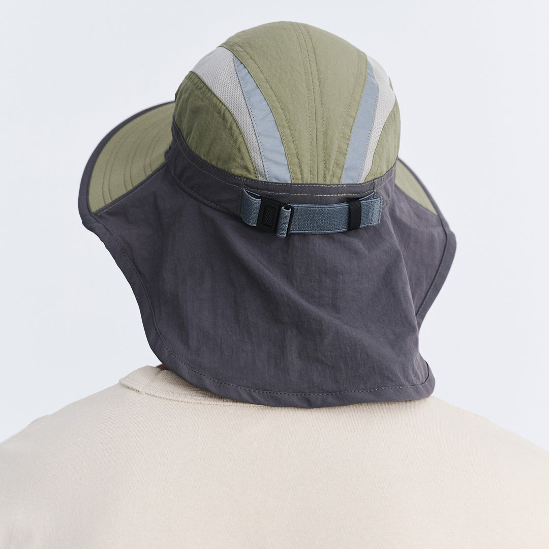 Cancer Council | Dorian Bucket Hat - Lifestyle Back | Green/Charcoal | UPF50+ Protection