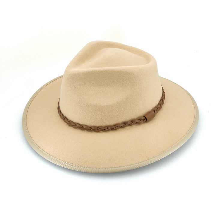 Bartle Fedora Hat in beige colour, angled product view showing structured crown and classic brim