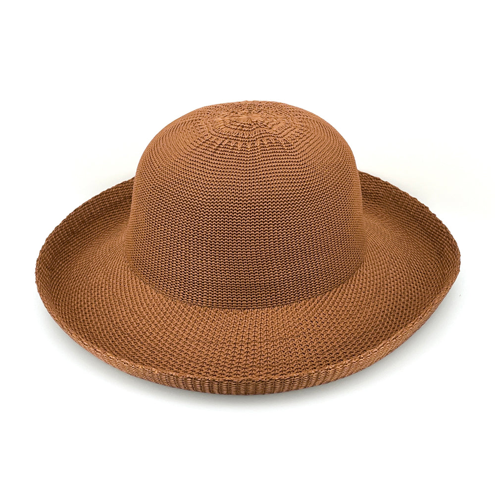 Classic Breton Hat in biscuit colour, front view highlighting rounded crown and wide brim