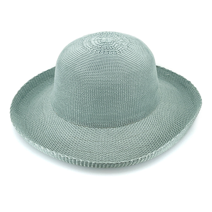 Classic Breton Hat in blue haze colour, angled product view showing structured crown and wide brim