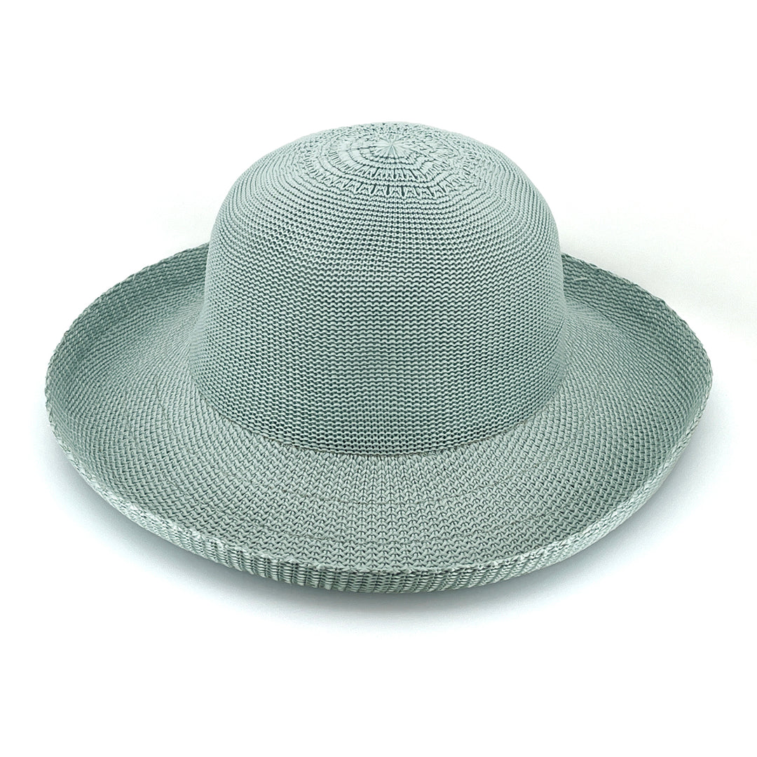 Classic Breton Hat in blue haze colour, angled product view showing structured crown and wide brim