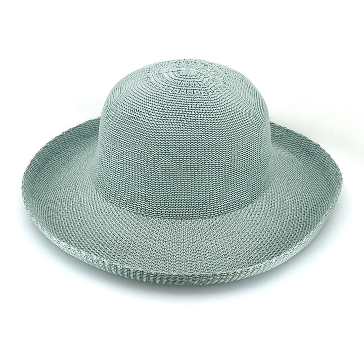 Classic Breton Hat in blue haze colour, angled product view showing structured crown and wide brim