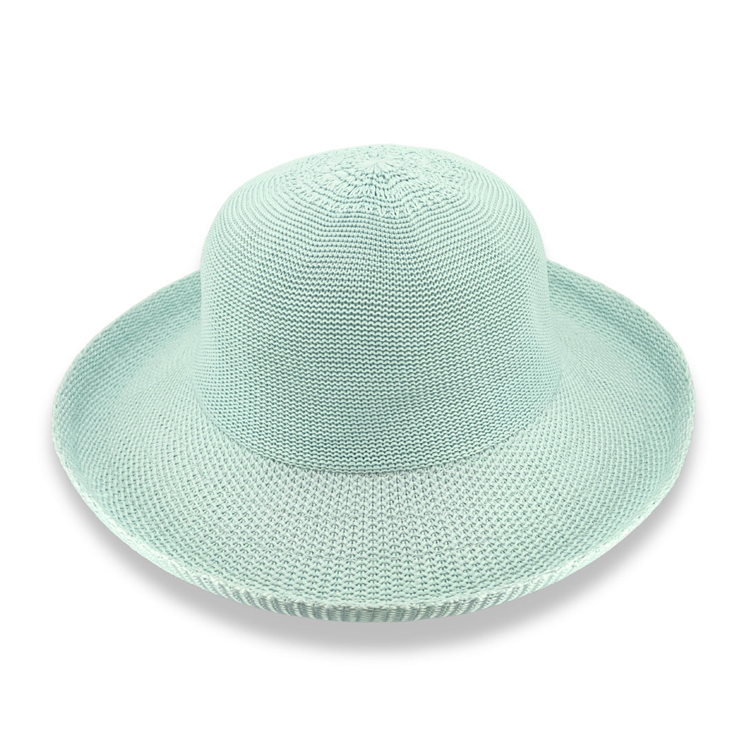 Classic Breton Hat in mint blue colour, angled product view showing structured crown and wide brim