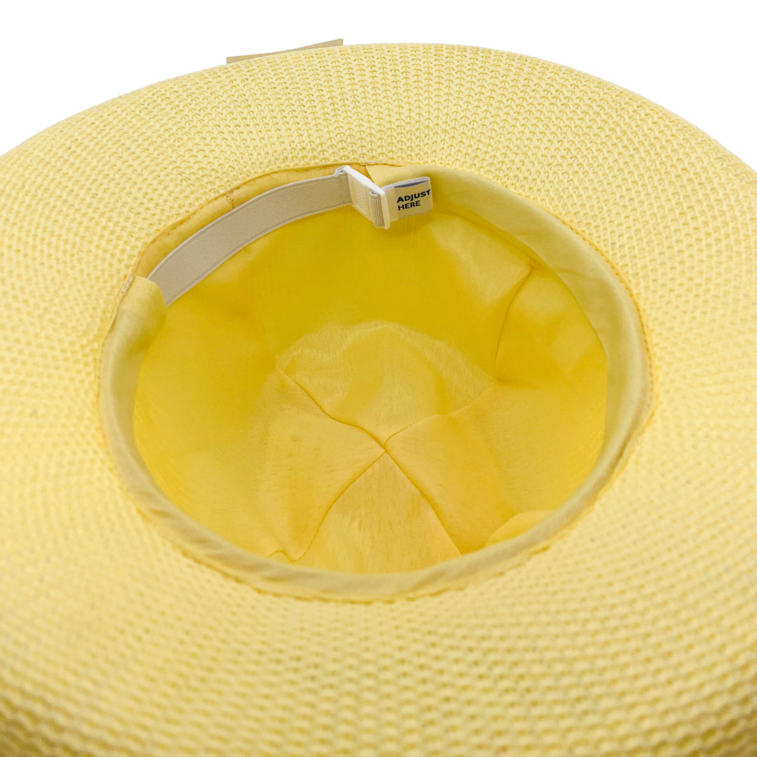 Classic Breton Hat in Lemon colour, underside of brim showing interior finish, stitching detail, and built-in size adjuster