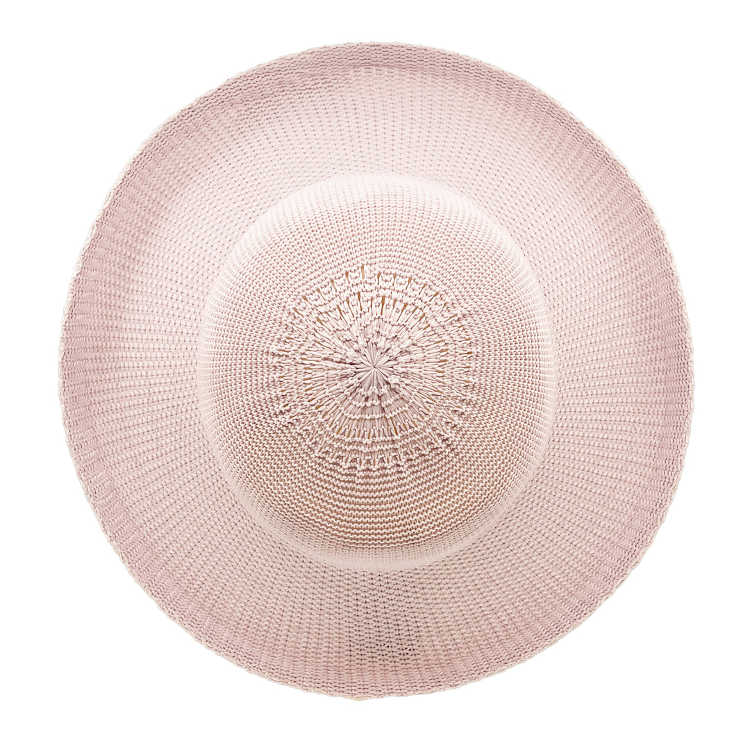 Classic Breton Hat in Lilac colour, top view displaying crown structure and texture