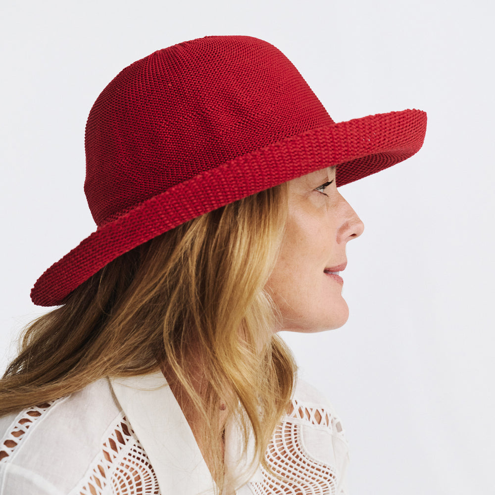 Cancer Council | Classic Breton Hat - Side Model | Poppy | UPF50+ Protection