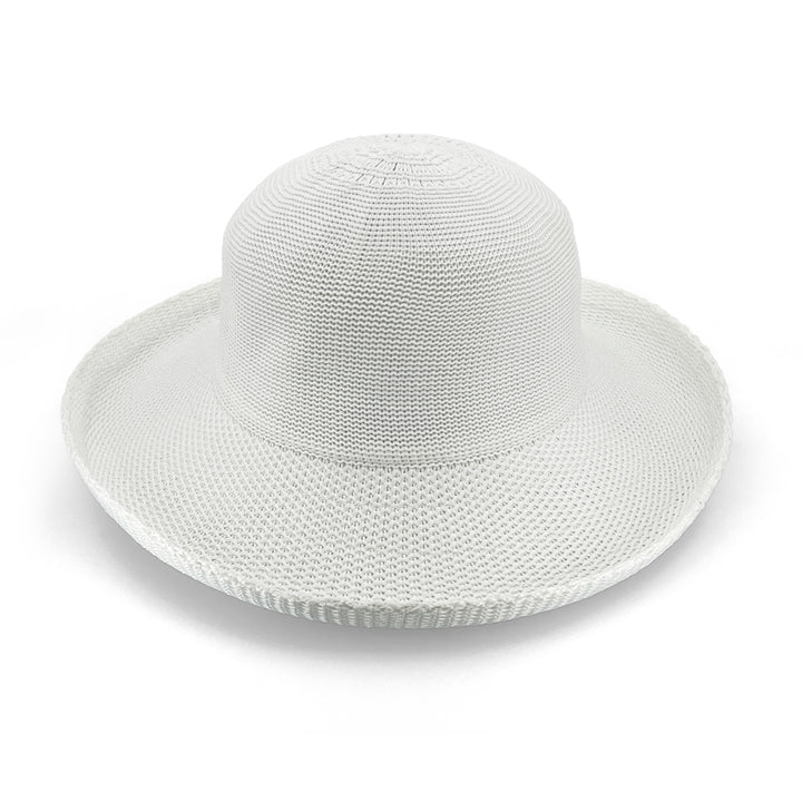 Classic Breton Hat in white colour, angled product view showing structured crown and wide brim