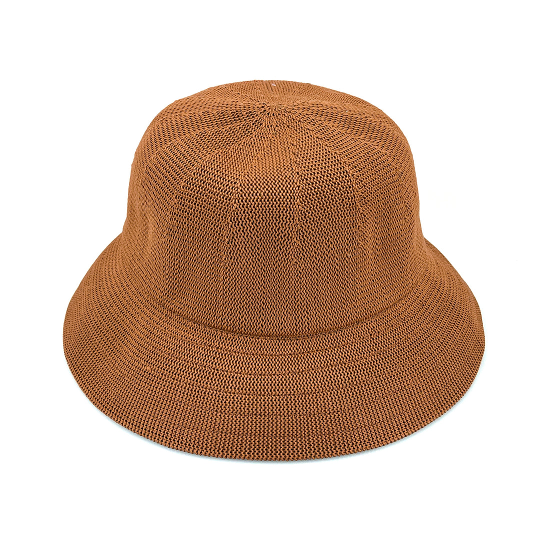 Tamzin Bucket Hat in biscuit colour, front view highlighting classic bucket shape and stitching detail
