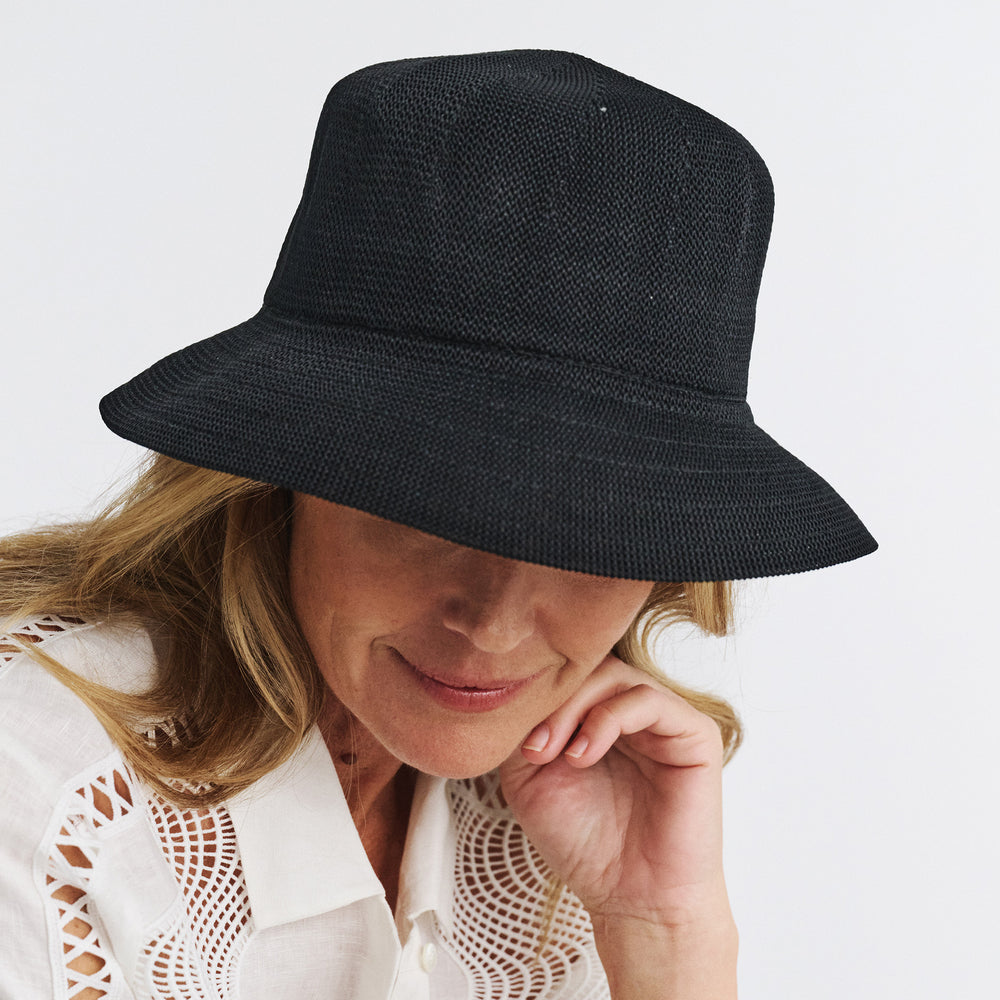 Cancer Council | Tamzin Bucket Hat - Side | Black | UPF50+ Protection