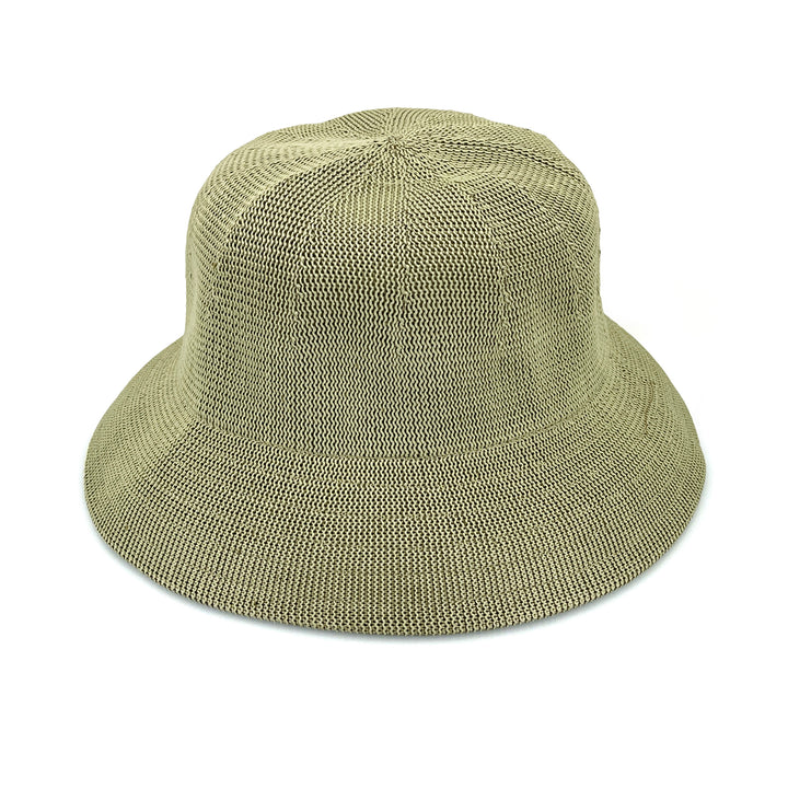 Tamzin Bucket Hat in light moss green colour, front view highlighting classic bucket shape and stitching detail