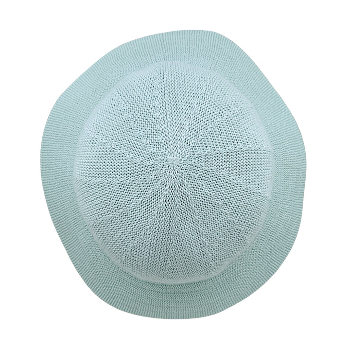 Tamzin Bucket Hat in Mint Blue colour, top view displaying crown structure and texture