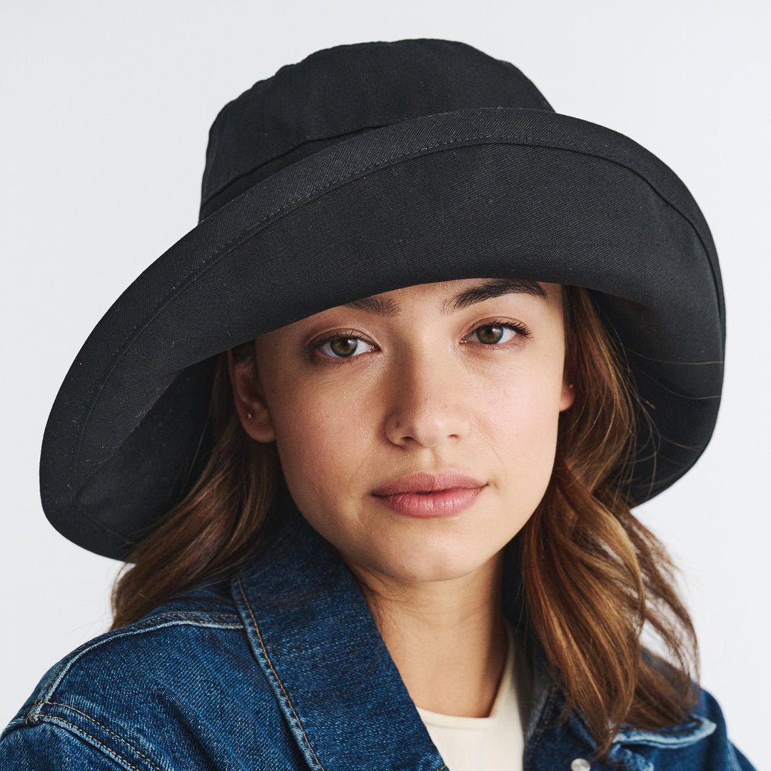 Cancer Council | Essential Traveller Hat - Lifestyle Brim Up | Black | UPF50+ Protection