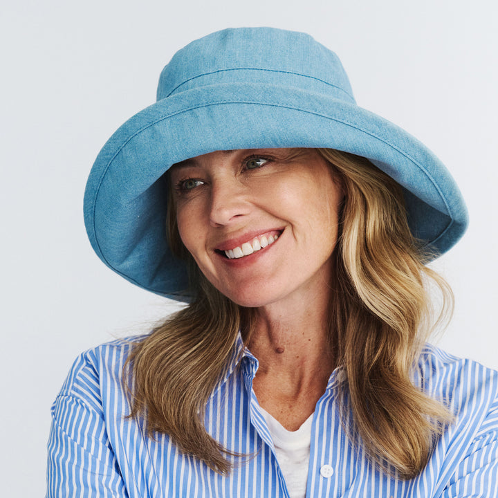 Cancer Council | Essential Traveller Hat - Lifestyle Brim Up | Denim Blue | UPF50+ Protection