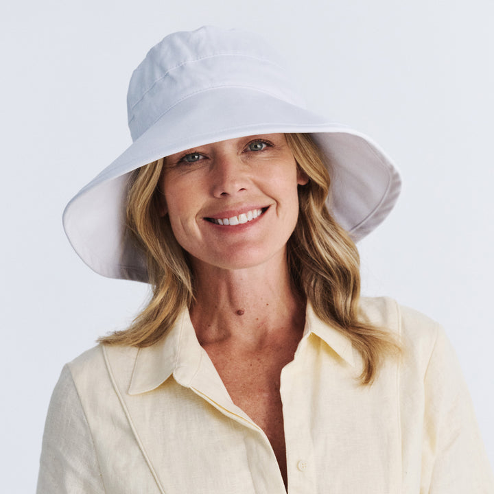 Cancer Council | Essential Traveller Hat - Lifestyle Brim Down | White | UPF50+ Protection