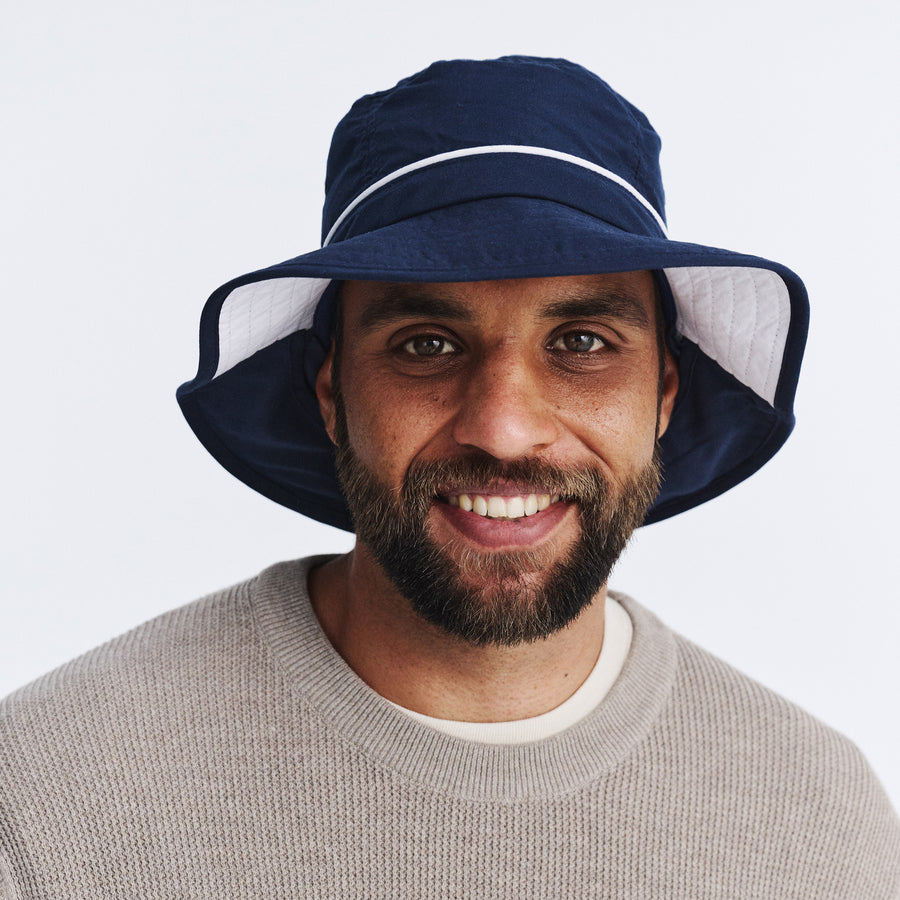 Cancer Council | Marvin Bucket Hat - Front Lifestyle | Navy | UPF50+ Protection