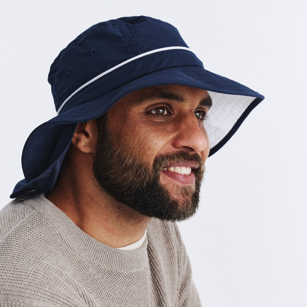 Cancer Council | Marvin Bucket Hat - Side Lifestyle | Navy | UPF50+ Protection