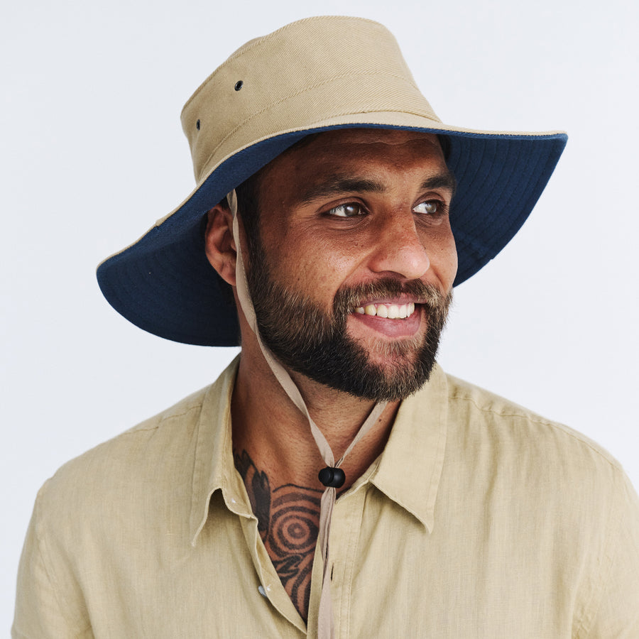 Cancer Council | Alan Cricket Hat - Lifestyle | Khaki/Navy | UPF50+ Protection