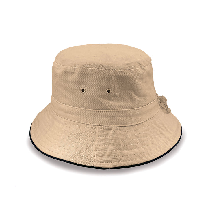 Cancer Council | Jester Bucket Hat - Flat | Khaki/Navy | UPF50+ Protection