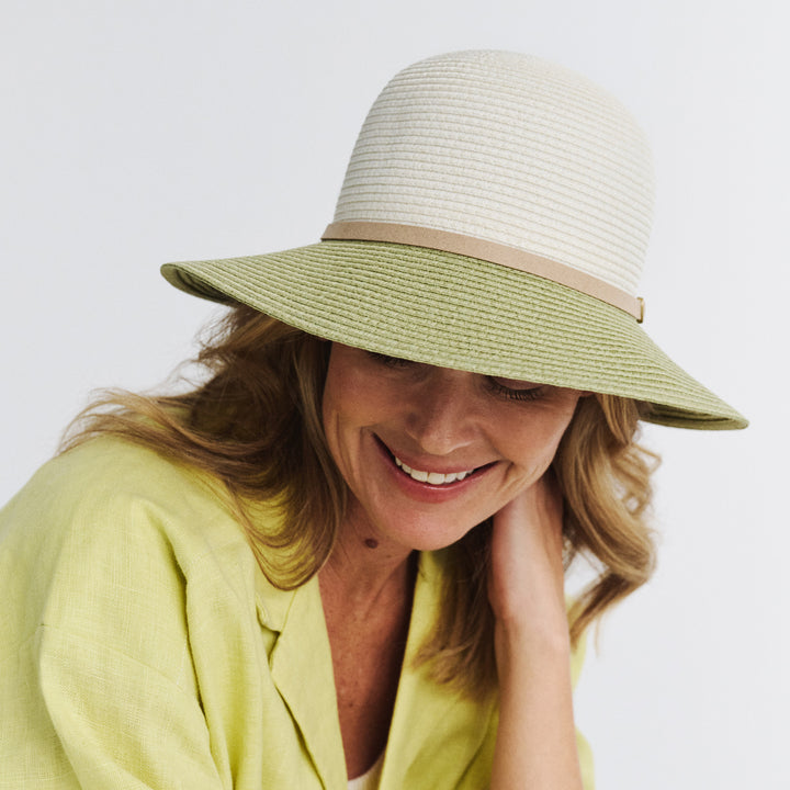 Cancer Council | Daphne Bucket Hat - Model | Ivory/Sage | UPF50+ Protection