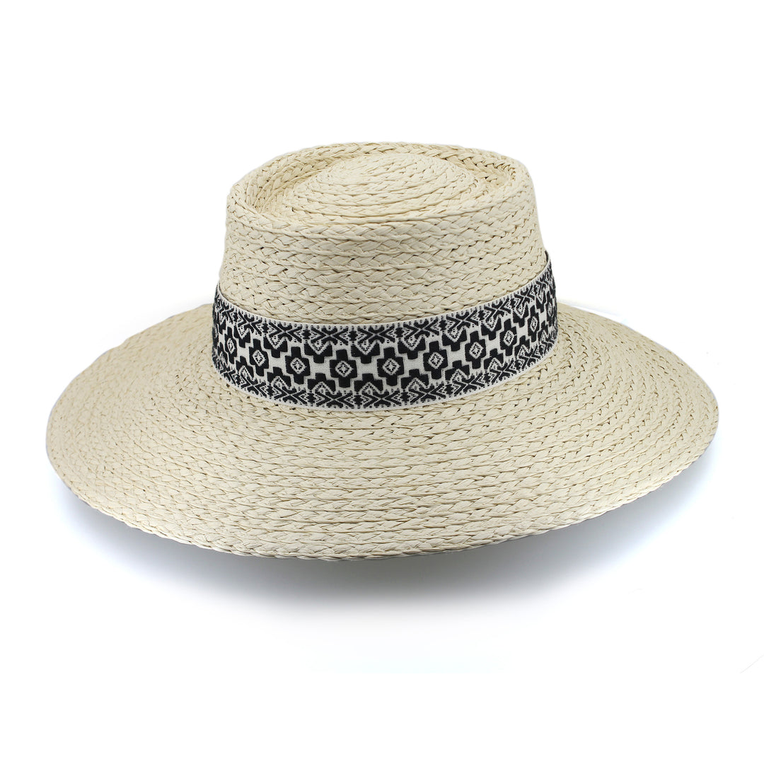 Zara Wide Brim Hat Ivory Black - Main Image
