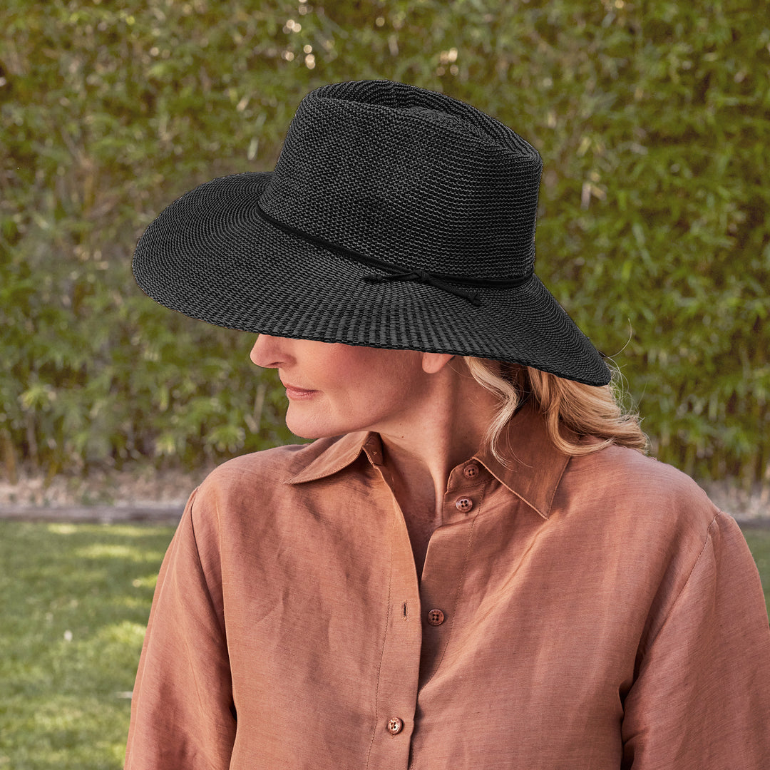 Cancer Council | Marie Wide Brim Fedora - Lifestyle | Black| UPF50+ Protection