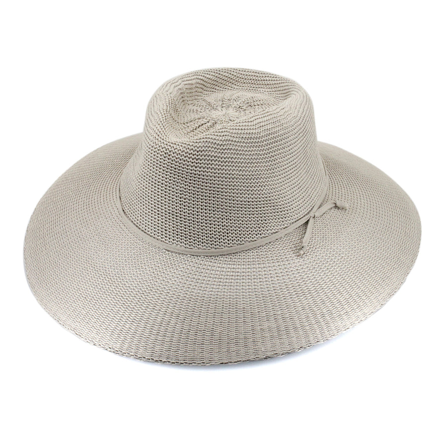 Cancer Council | Marie Wide Brim Fedora - Angle | Stone| UPF50+ Protection