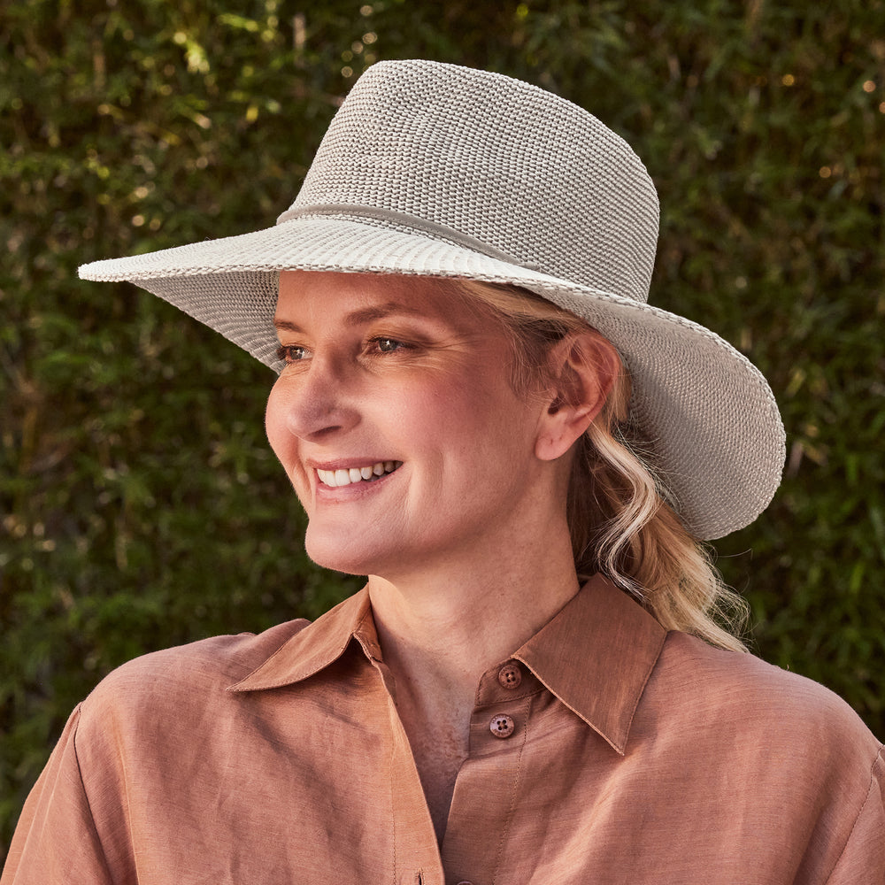 Cancer Council | Marie Wide Brim Fedora - Lifestyle | Stone| UPF50+ Protection