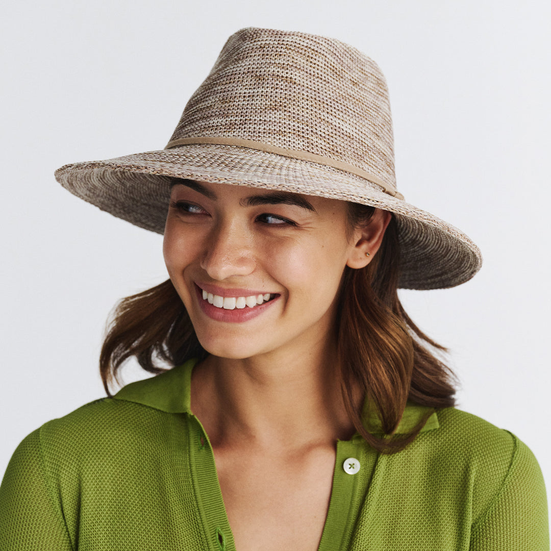 Jacqui Mannish Hat Mixed Camel – Cancer Council Shop