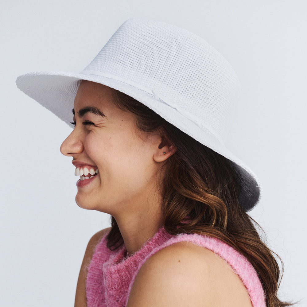 Cancer Council | Jacqui Mannish Hat - Side Profile | White | UPF50+ Protection