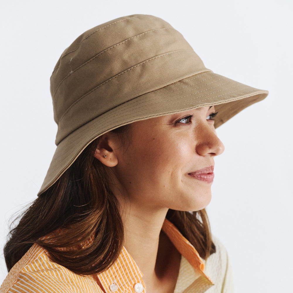 Cancer Council | Golf Bucket Hat - Lifestyle Side | Beige | UPF50+ Protection