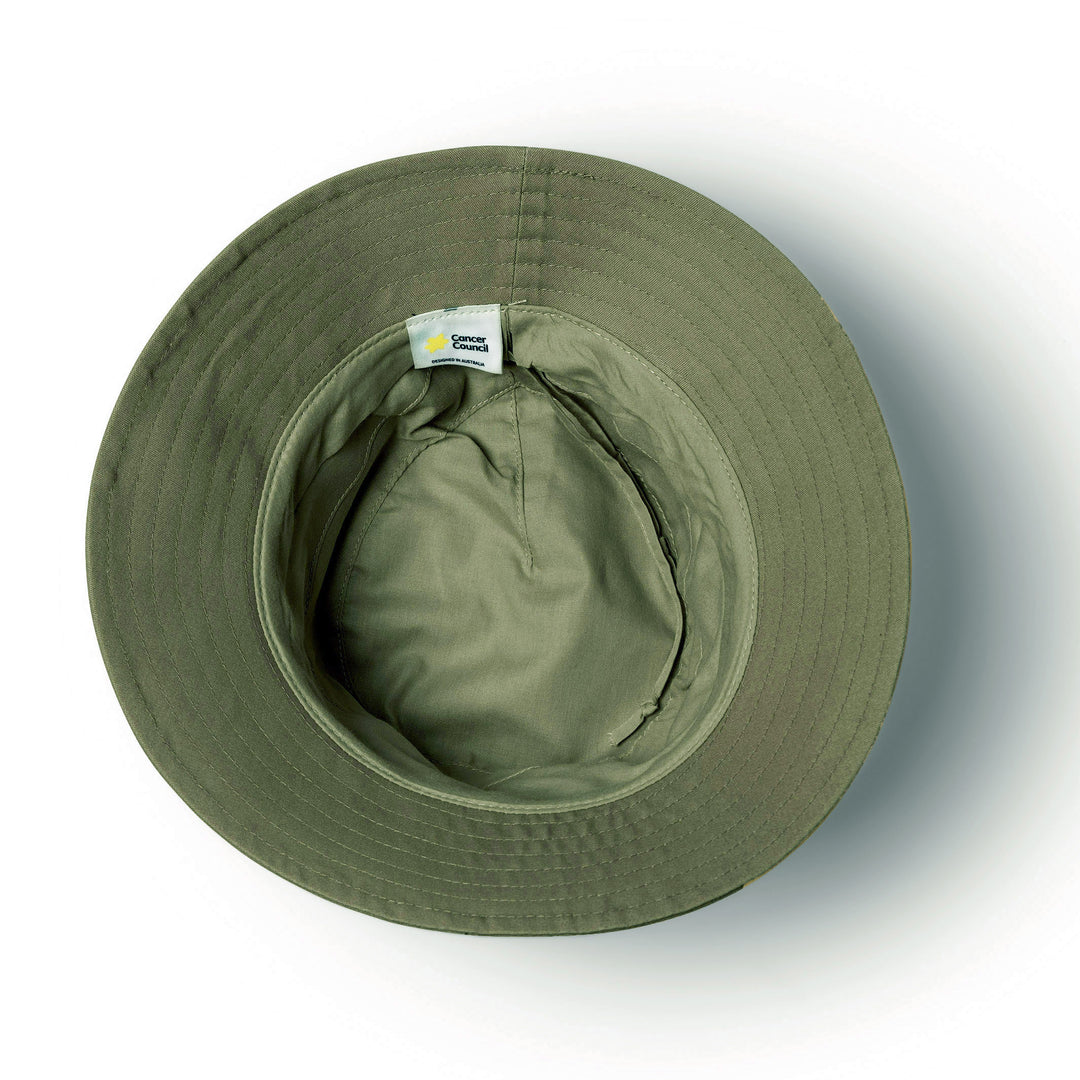 Cancer Council | Golf Bucket Hat - Under Brim | Khaki | UPF50+ Protection