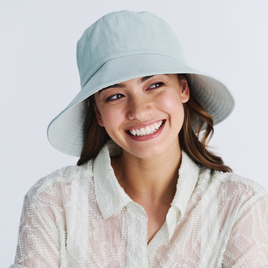 Cancer Council | Sadie Linen Bucket Hat - Lifestyle | Seafoam | UPF50+ Protection