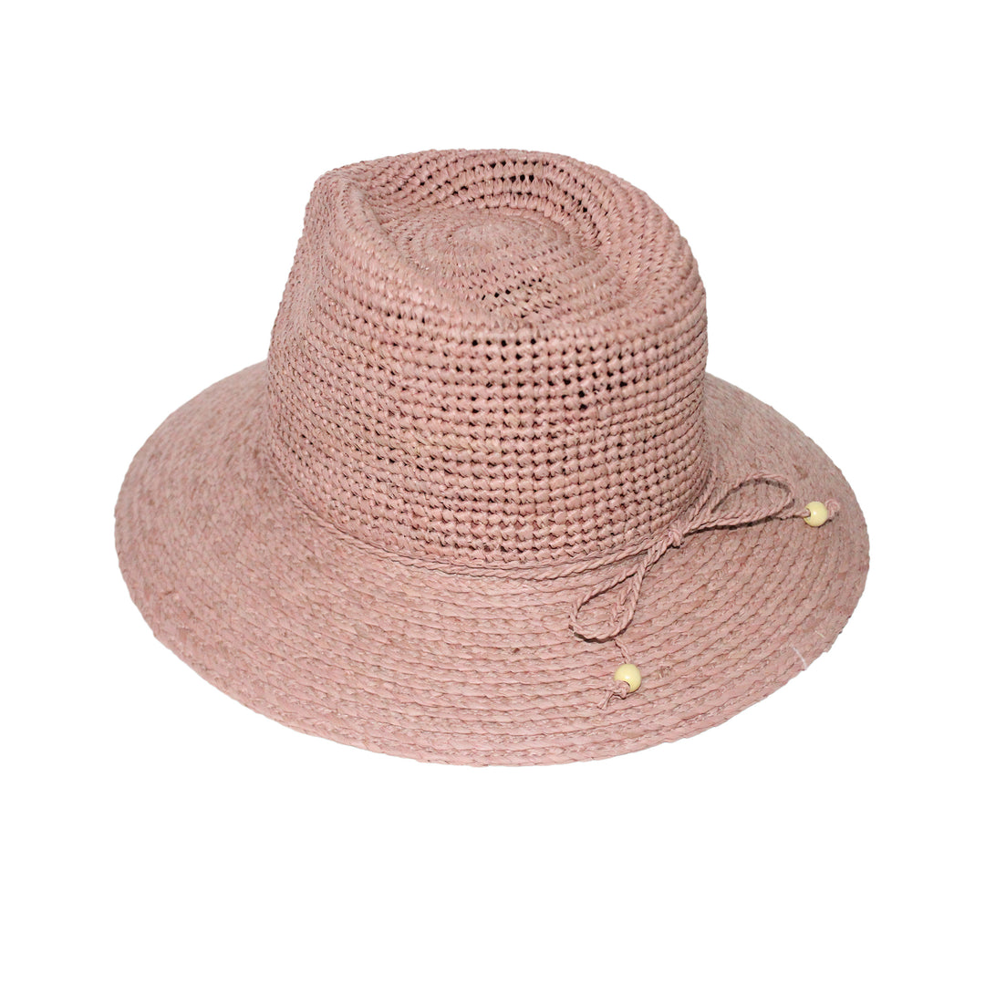 Cancer Council | Flora Raffia Fedora - Angle | Light Pink | UPF50+ Protection