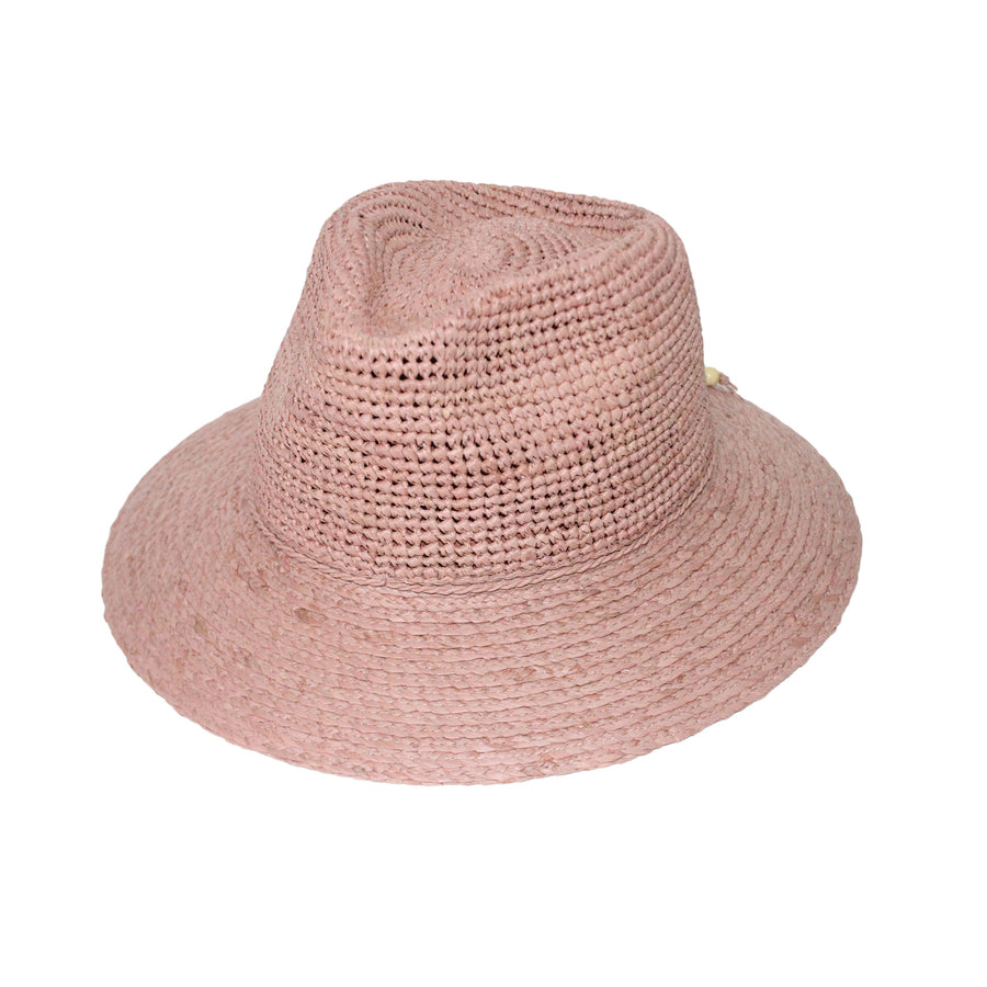 Cancer Council | Flora Raffia Fedora - Side | Light Pink | UPF50+ Protection