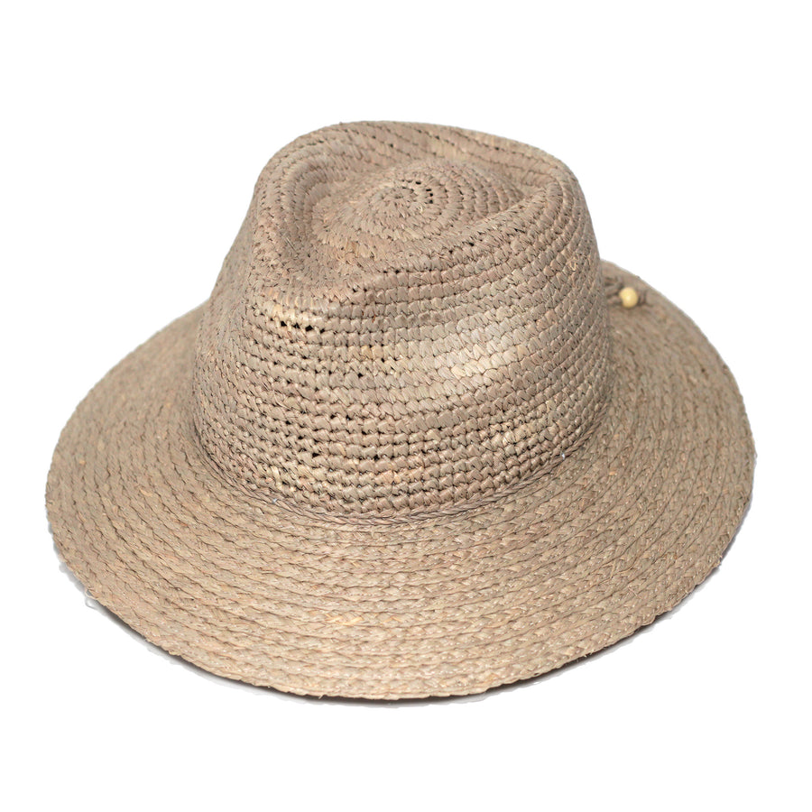 Cancer Council | Flora Raffia Fedora - Angle | Taupe | UPF50+ Protection