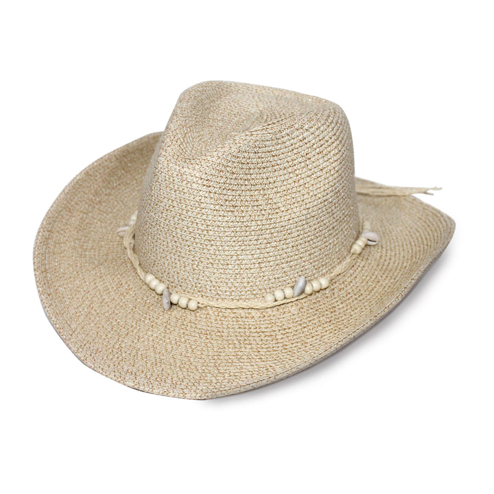 Cancer Council | Benji Cowboy Hat - Angle | Wheat | UPF50+ Protection