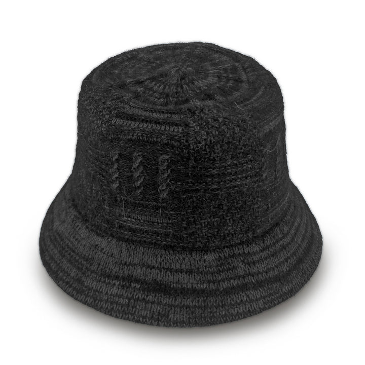 Jordan Bucket Hat in black soft wool, side profile showing soft structure and brim length